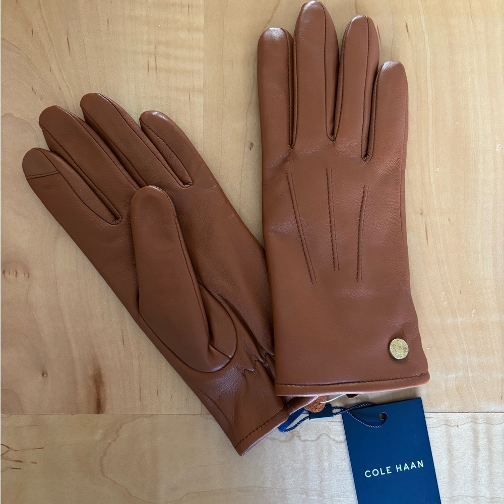 Cole Haan Brown Leather Driving Gloves